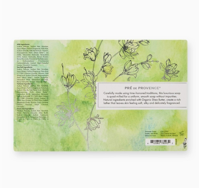 Pré de Provence, Gift Set of 4 French Bath Bar Soaps, Fresh & Citrus Scents