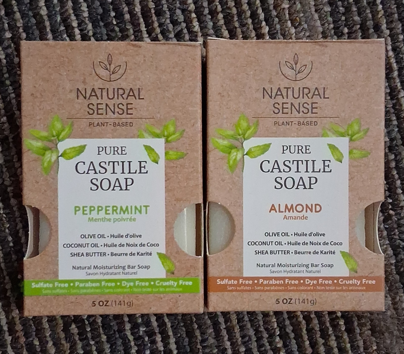 Natural Sense Pure Castile Soap Bars Peppermint & Almond 5 oz Lot of 2