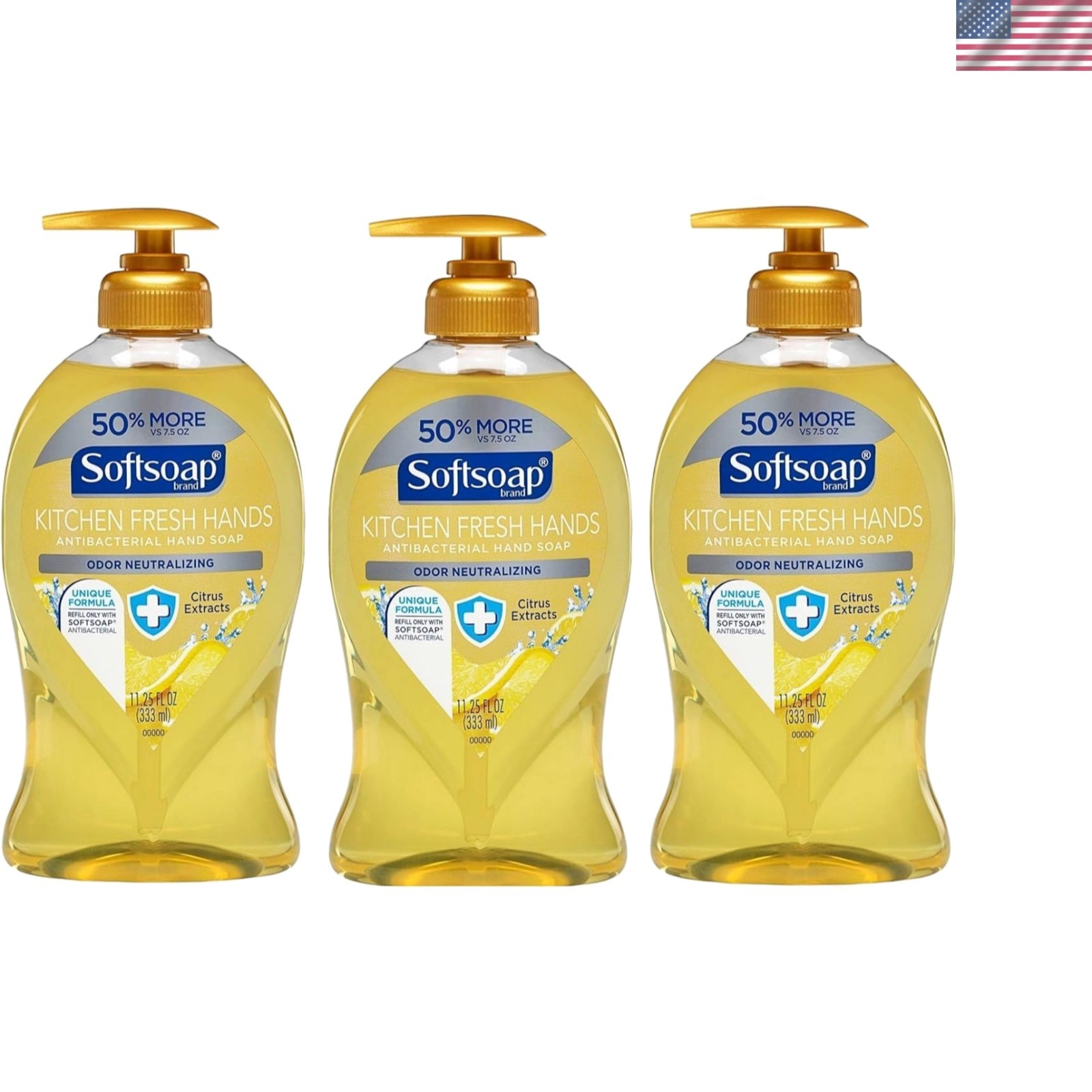 Kitchen Fresh Hands Moisturizing Antibacterial Soap – Citrus 3-Pack, 11.25 FL Oz