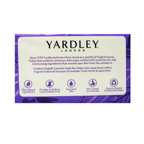 Yardley London Moisturizing Soap English Lavender 2 x 4oz Bars – Pack of 3