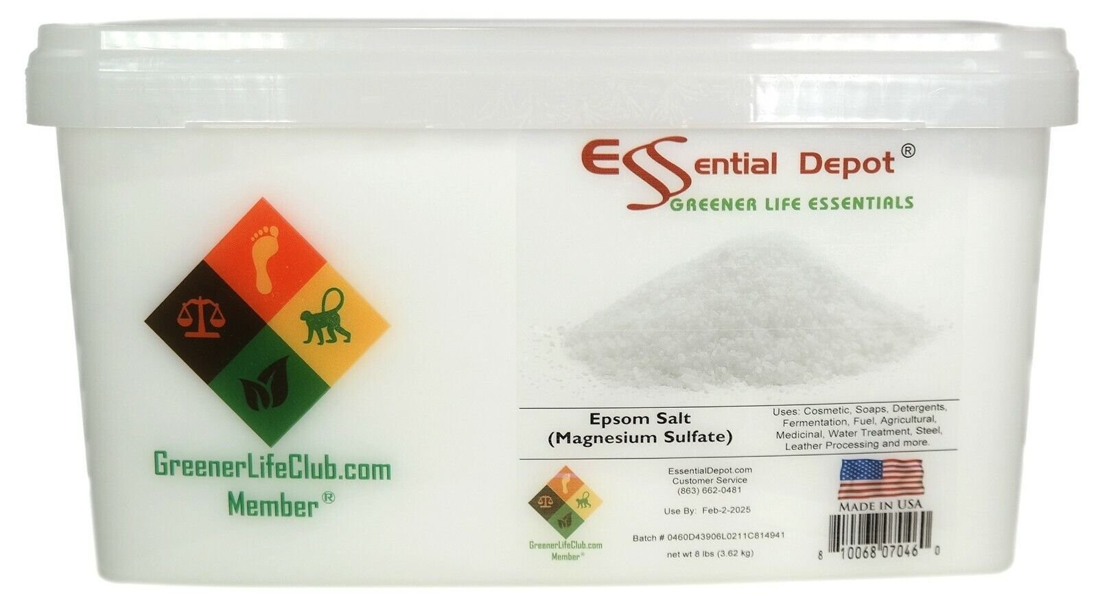 Epsom Salt (Magnesium Sulfate) – 8lb – Greener Life Club Box