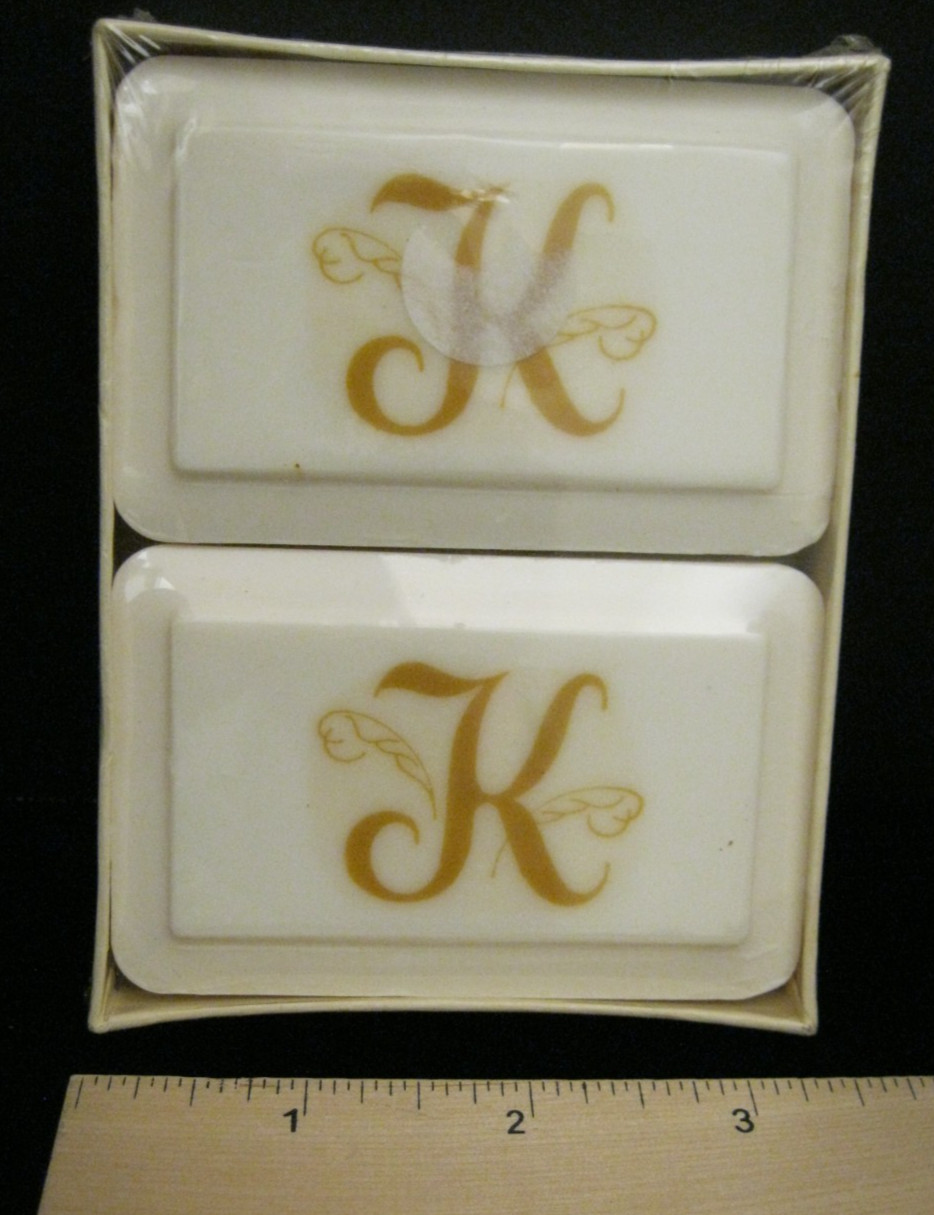 2 BARS VINTAGE KATHERINE GRAY FRENCH MILLED SOAP MONOGRAM WITH THE LETTER K NEW!