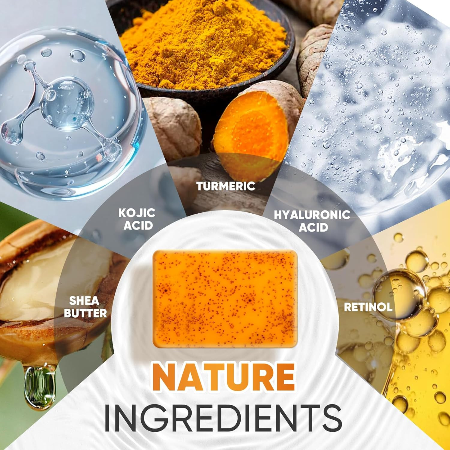 3 Pack Turmeric Kojic Acid Soap Bars – Infused with Retinol, Hydrolyzed