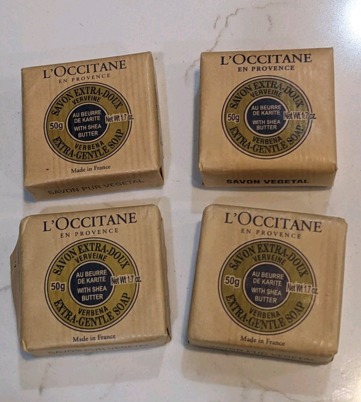 L’Occitane SHEA BUTTER Verbena Extra Gentle Soap 50g/1.7oz LOT OF FOUR