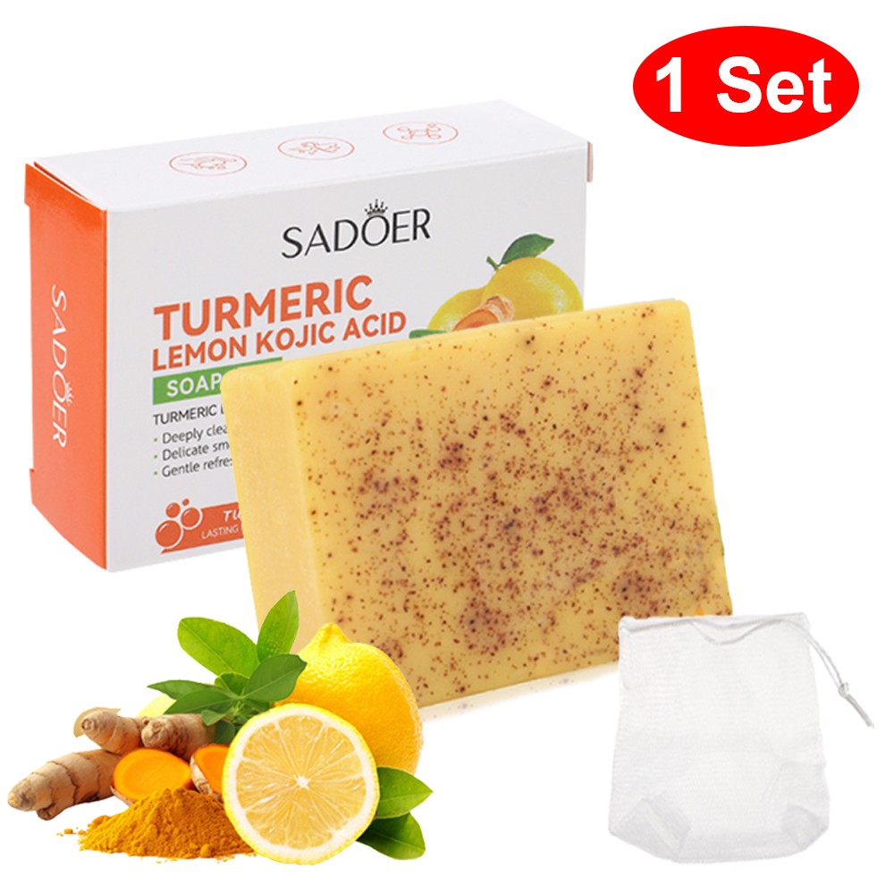 1~5PCS Turmeric Lemon Soap Face & Body Dark Spot Whitening Skin Lightening 100g