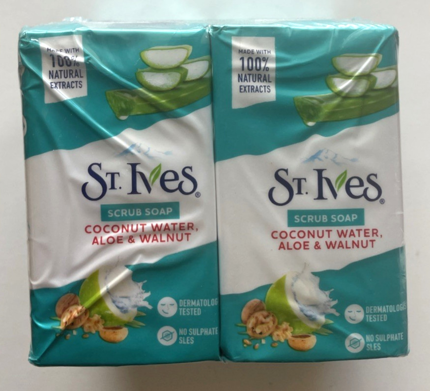 8 St. Ives Coconut Water Aloe Walnut Scrub Soap 3.52 oz. each (8-pk x 1)