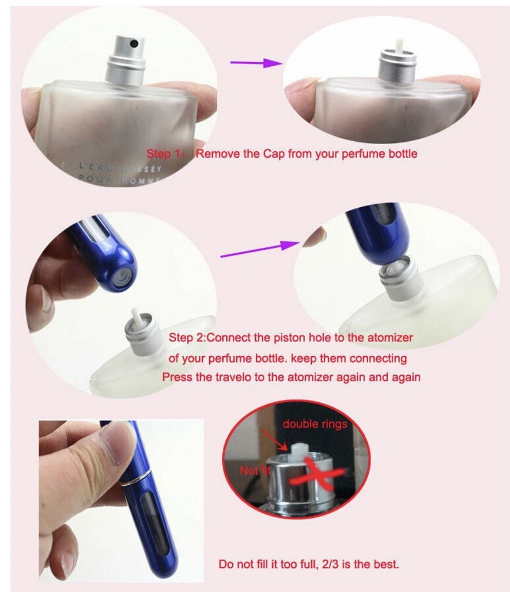 5 PCS Mini Travel Perfume Atomizer Bottle Portable Spray Pump Case Refillable
