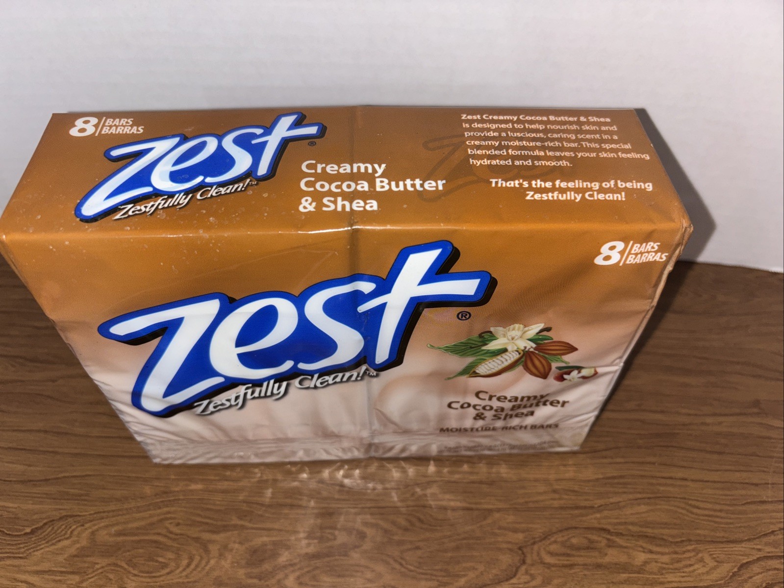 Zest Bar Soap- 8 Bars Enriched W/Cocoa Butter & Shea for Ultra Moisturizing NOS