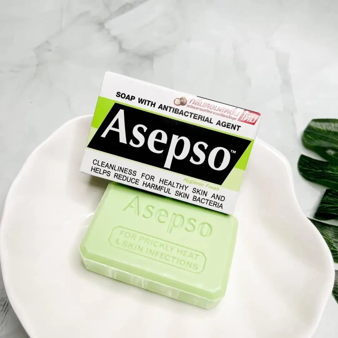 Asepso Bar Soap Hygienic Fresh For Prickly Heat & Skin Infections 80g x8