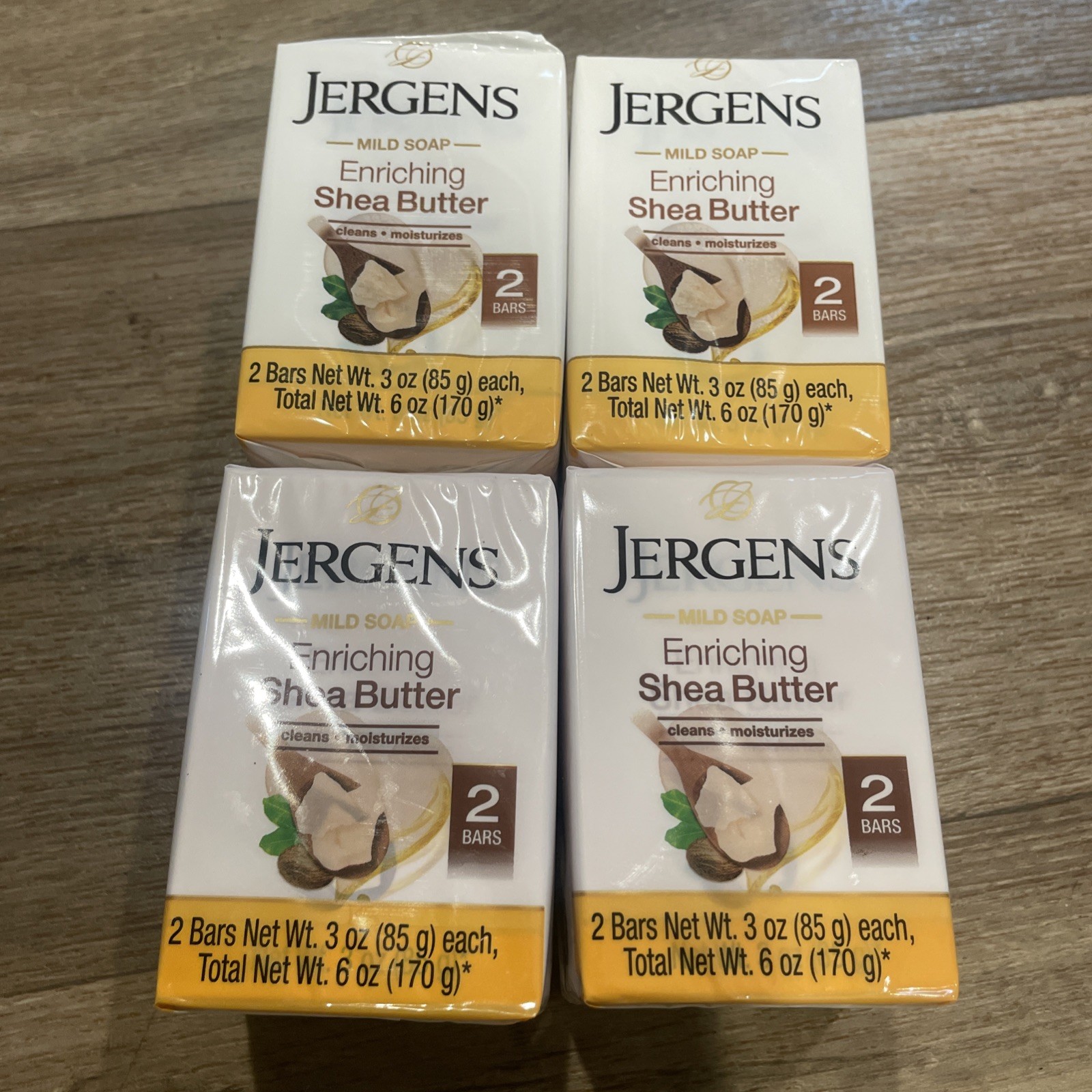 4 Pack ( 8 Bars Total ) Jergens Mild Soap Enriching Shea Butter Hard To Find
