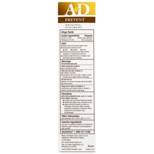 A D Original Ointment Diaper Rash & Skin Protectant Ointment 4 Oz Tube