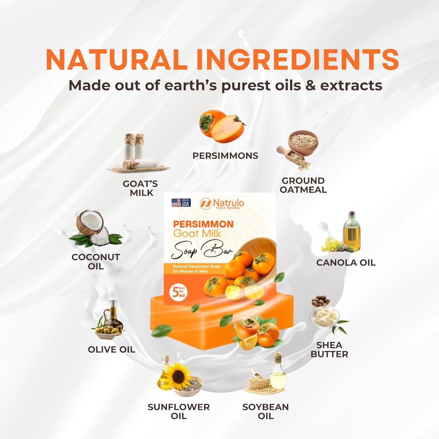 Persimmon Soap Bar for Body Odor Control – Purifying Deodorizing Body Wash wi