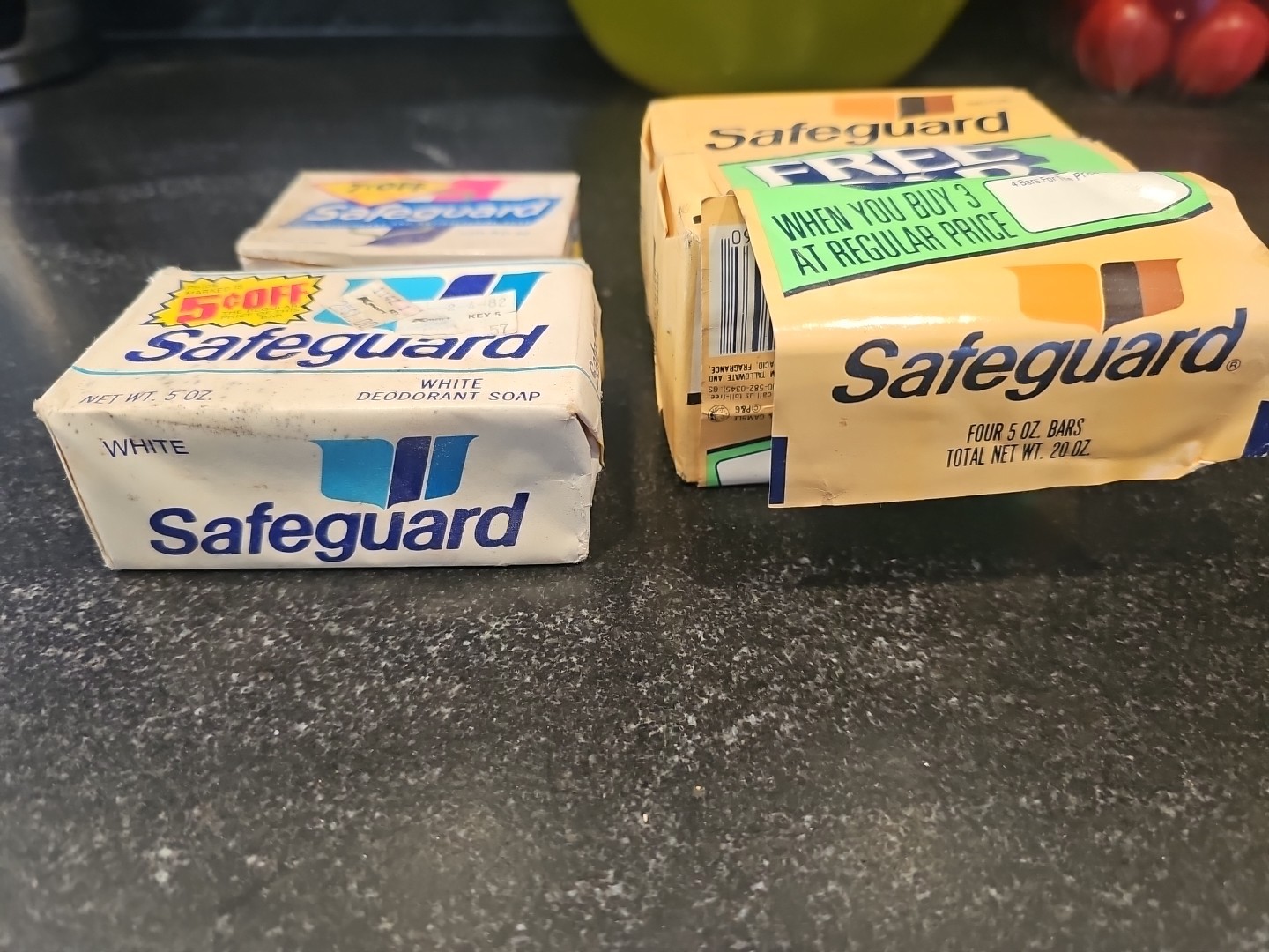 Mixed Lot of 4 Vtg Safeguard Deodorant Soap Bars New And Sealed White & Beige