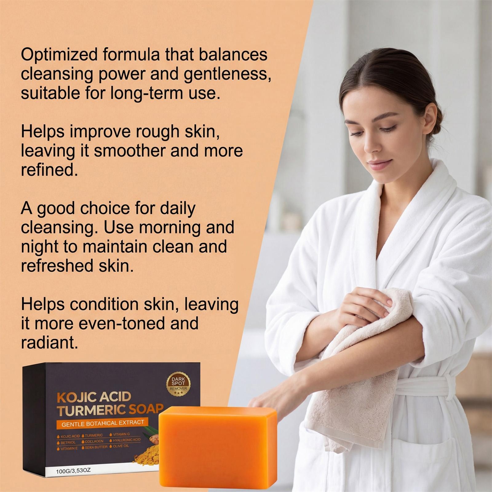 Kojic Acid Turmeric Soap Face And Body Cleanser Soap Gentle Cleansing Refreshing