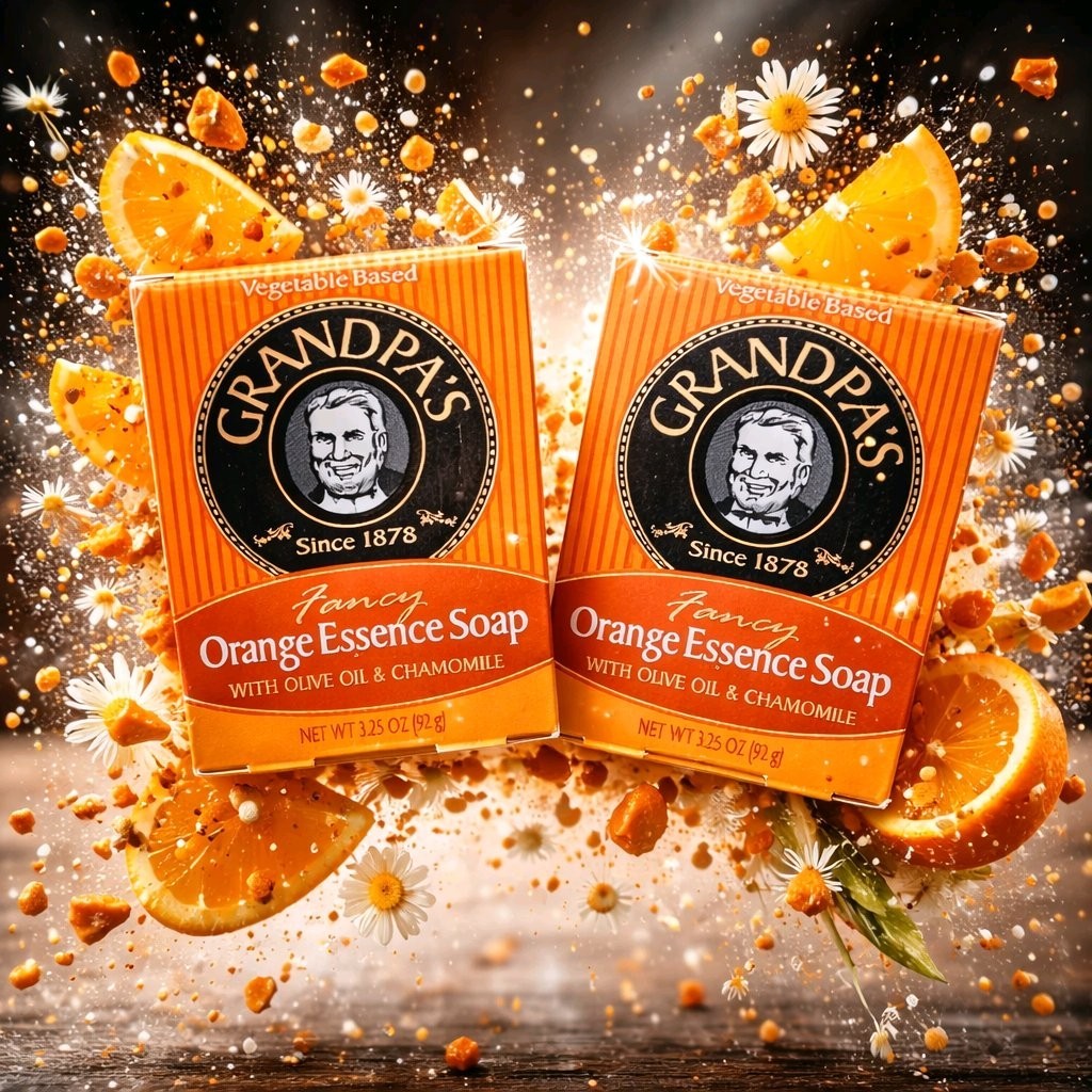 Grandpa’s Fancy Orange Essence Vegetable Based Soap 3.25 oz. LOT OF 2 BARS NEW