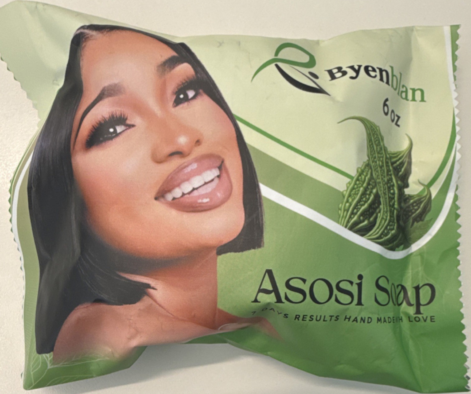 Byenblan Asosi Soap Bar, Green, Moisturizing & Soothing, Vegan, 6 oz