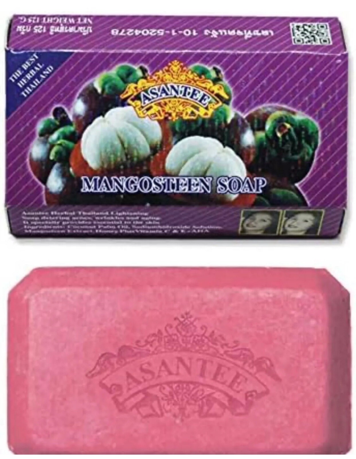 6 Bars – Asantee Mangosteen And Honey Plus AHA Collagen Herbal Soap 125 grams
