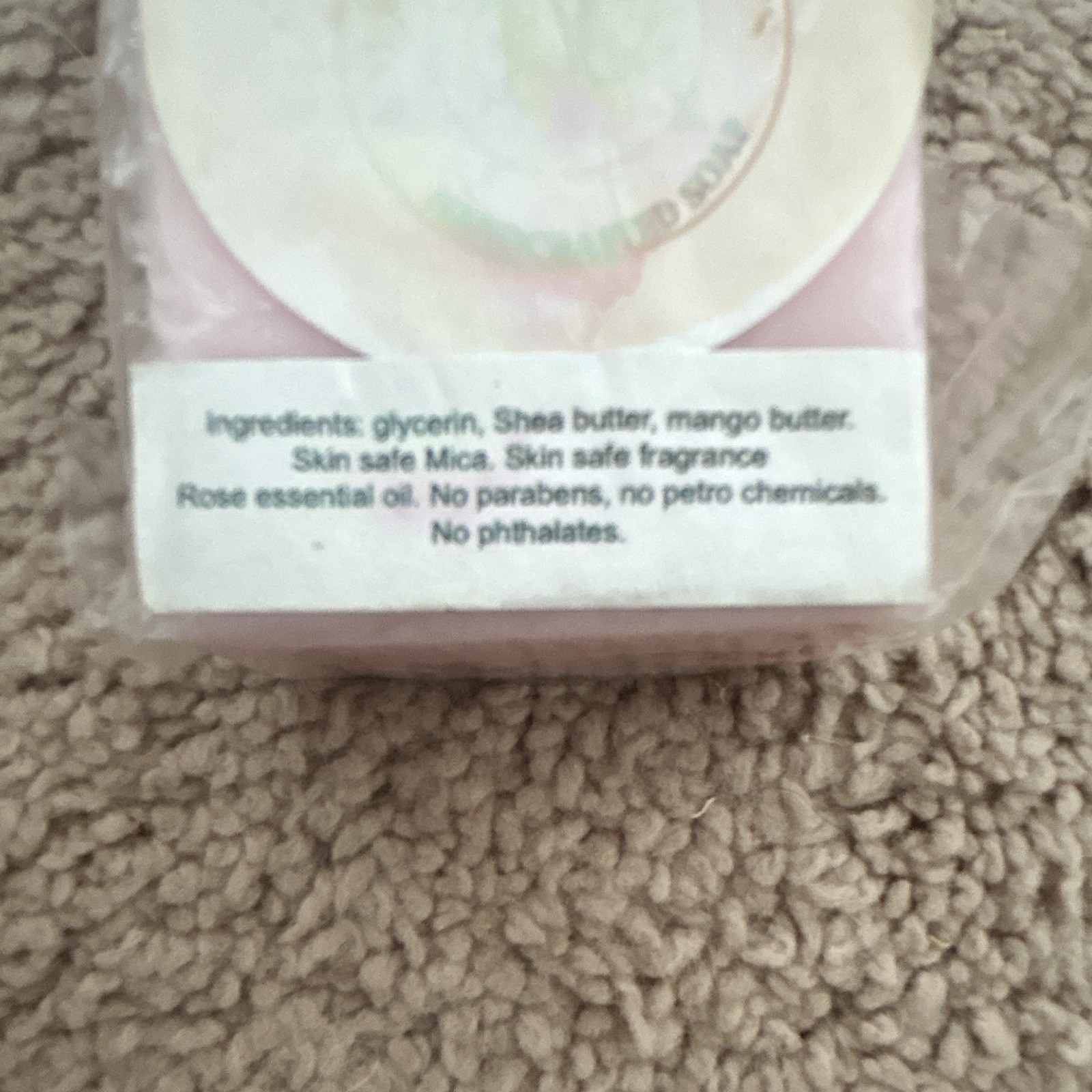 Pink Rose Scent Body Bar Soap, Glycerin Shea & Mango Butter, No Parabens