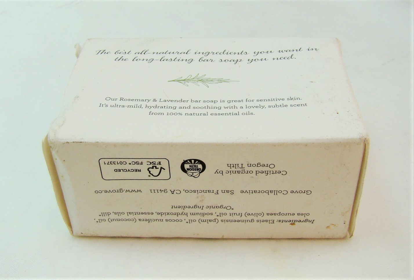 Grove Collaborative SOOTHING ROSEMARY & LAVENDER Bar Soap 4 oz 113 g NEW NIB