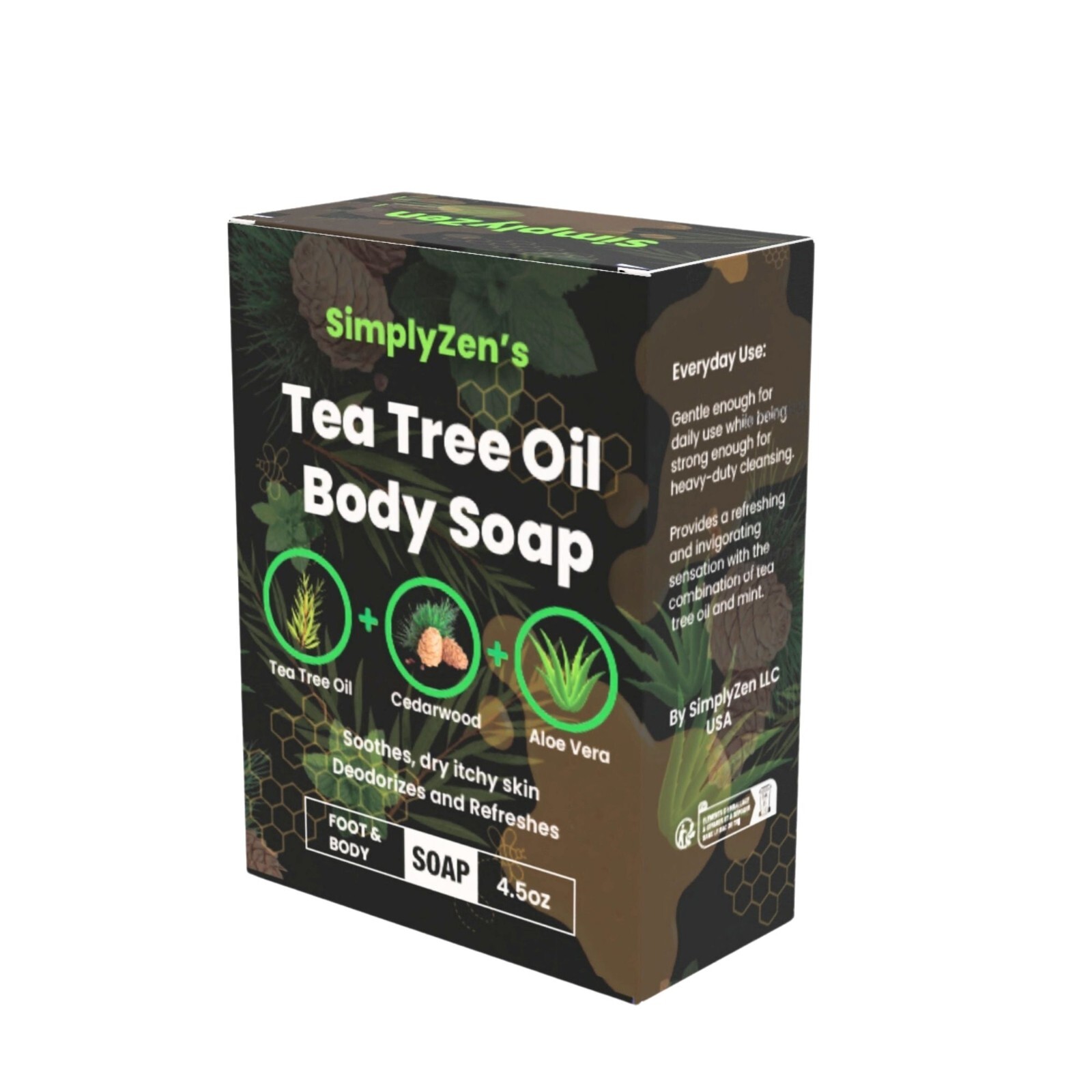 Antifungal Tea Tree Oil Soap For Athletes Foot Jock Itch Acne Eczema 4.5 Oz