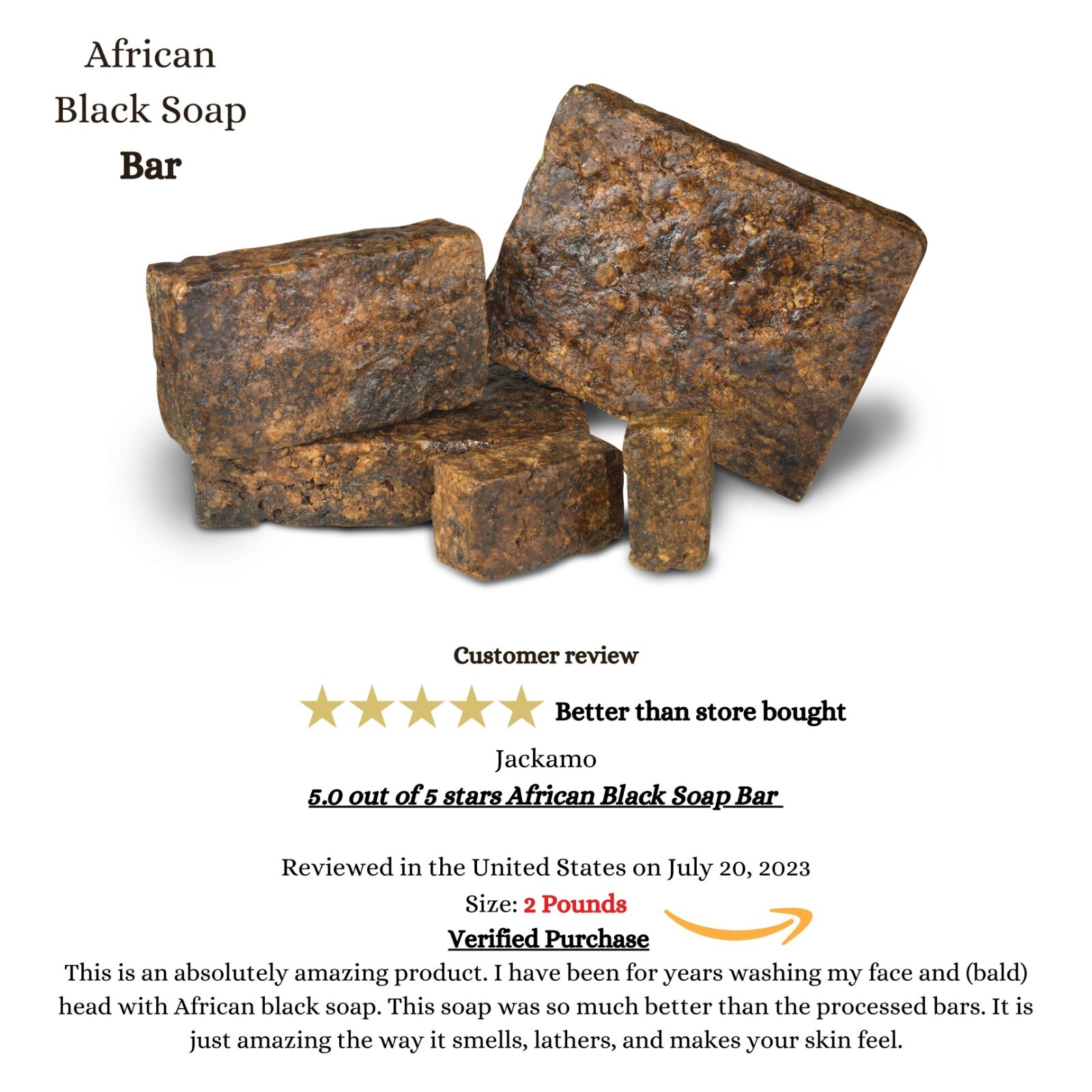 Raw African Black Soap 5 lb. Organic Unrefined Top Quality Natural Wholesale