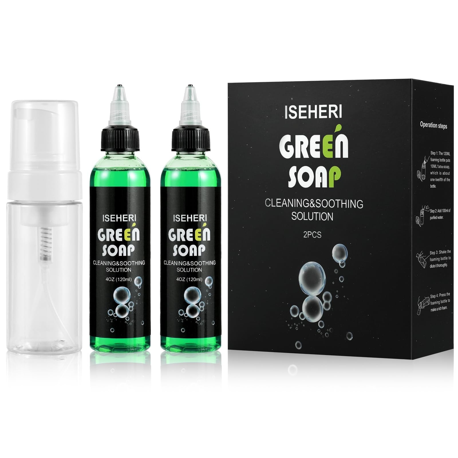 2PCS 4OZ Ultra Concentrated Green Soap with Foaming Bottle – Tattoo Supplies, Sk