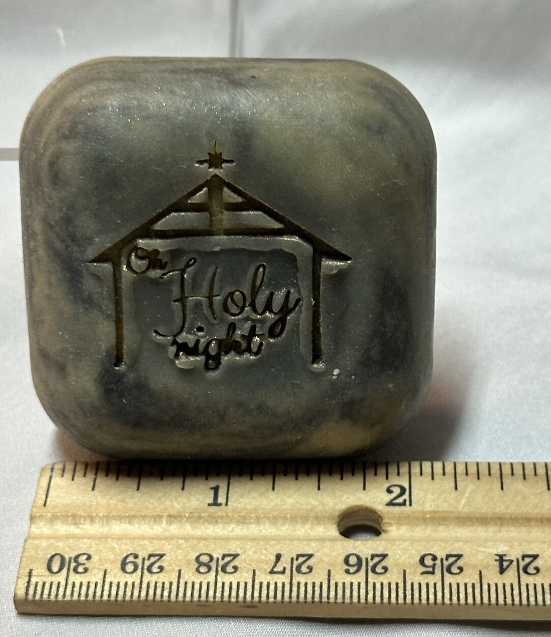Frankincense Myrrh Shaded Lily Decorative Soap OH HOLY NIGHT Embossed 2.5oz Gift