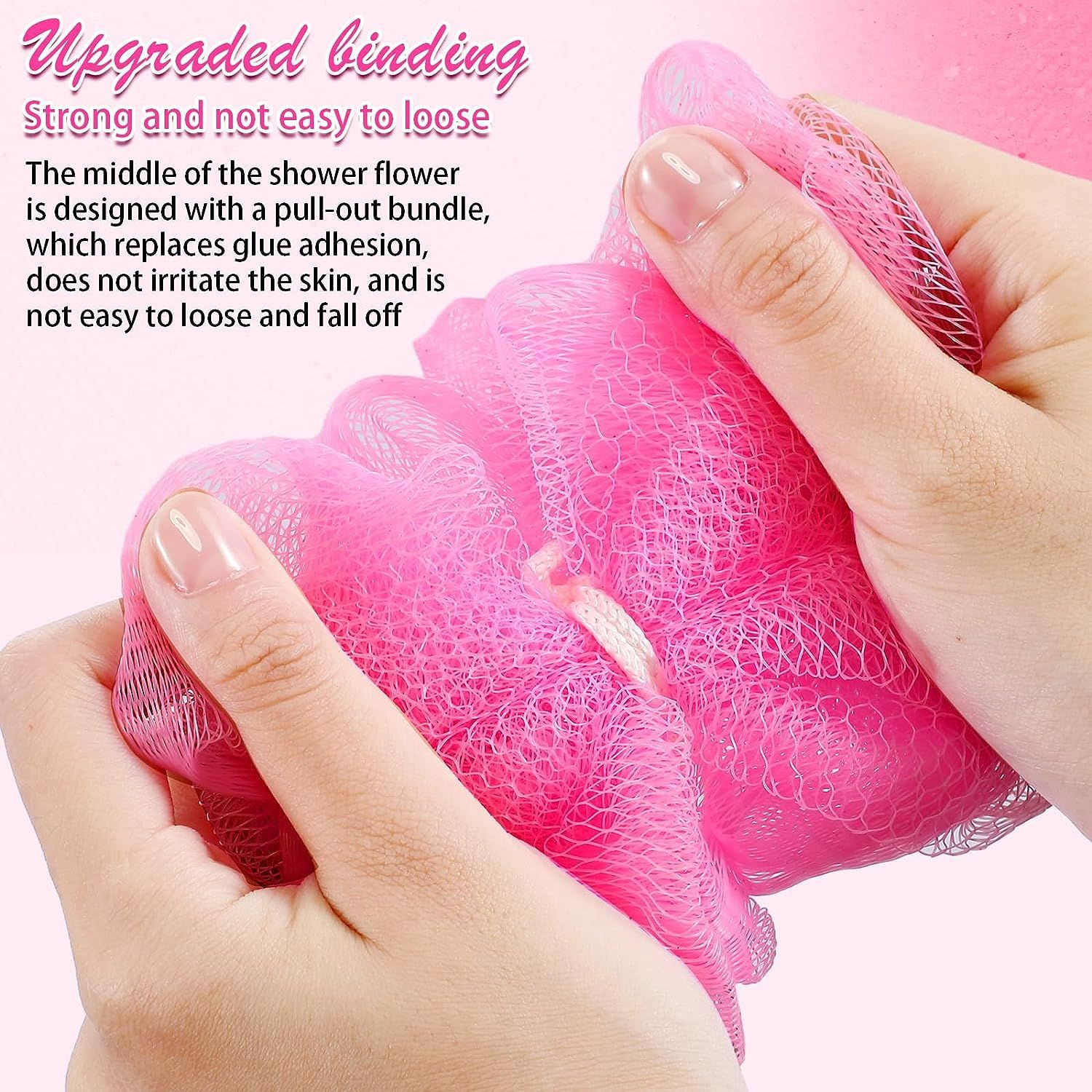 Suttmin 50 Pcs Bath Sponge Shower Loofahs Bulk or Pink