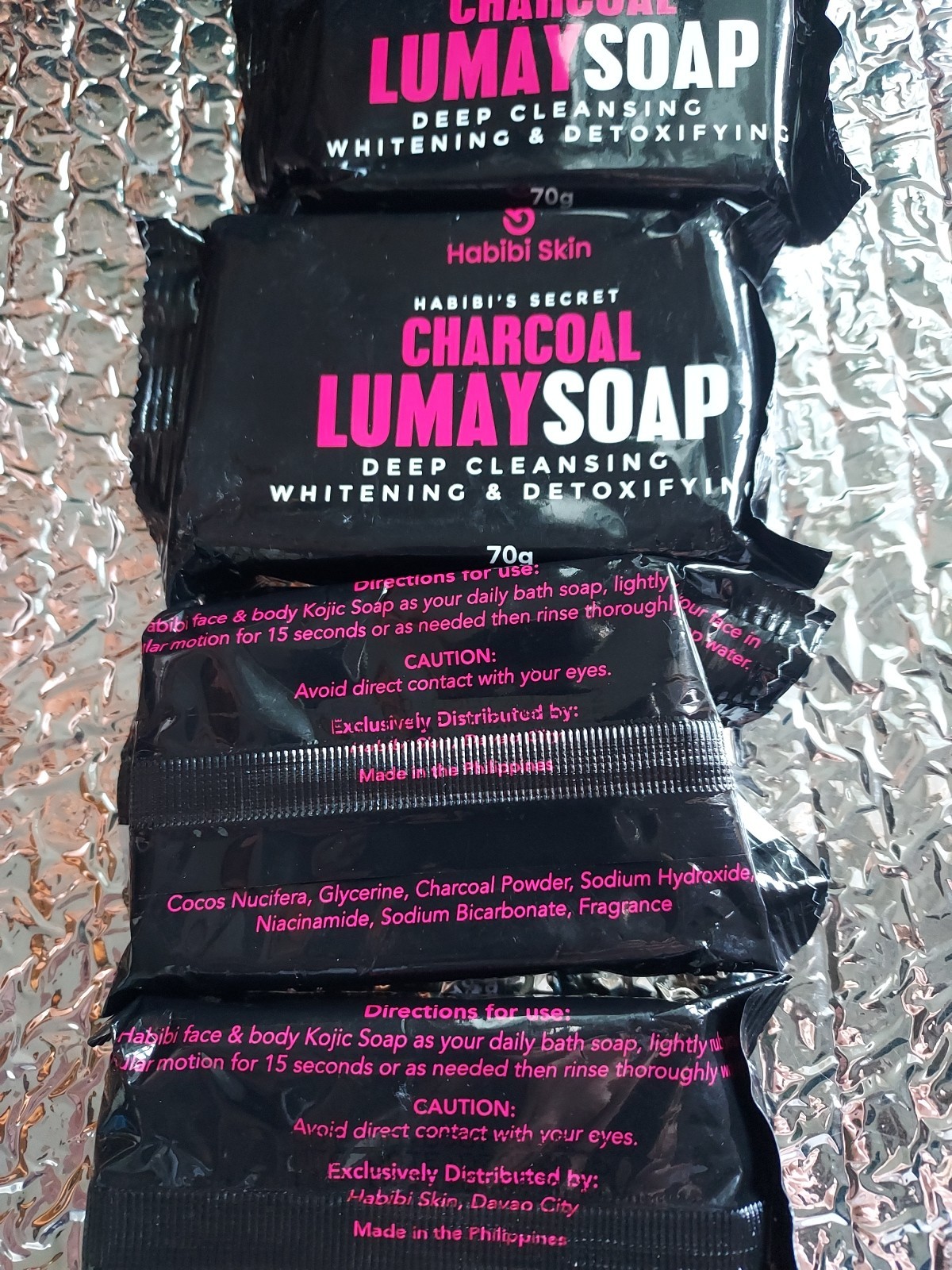 Habibi Skin Charcoal LumaySoap Deep Cleansing Whitening & Detox 70g X4 Pack New