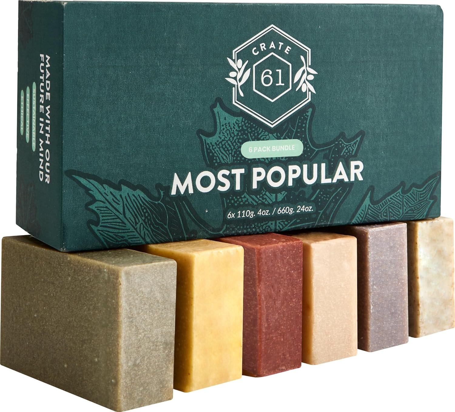 Plant Based Cold Process Natural Bar Soap Pack of 6 Moisturizing for Dry Skin