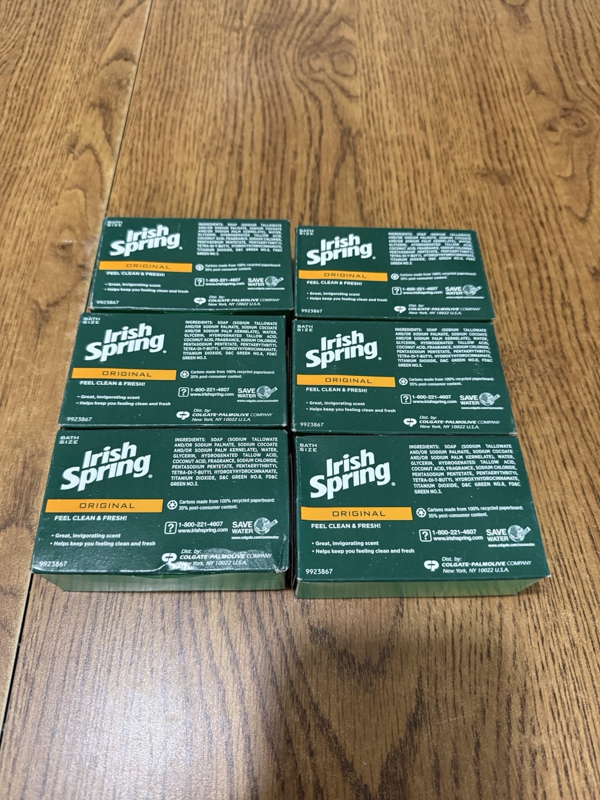 Original Irish Spring Deodorant Soap 6 Bars 3.7 oz No Flaxseed Oil New Sealed
