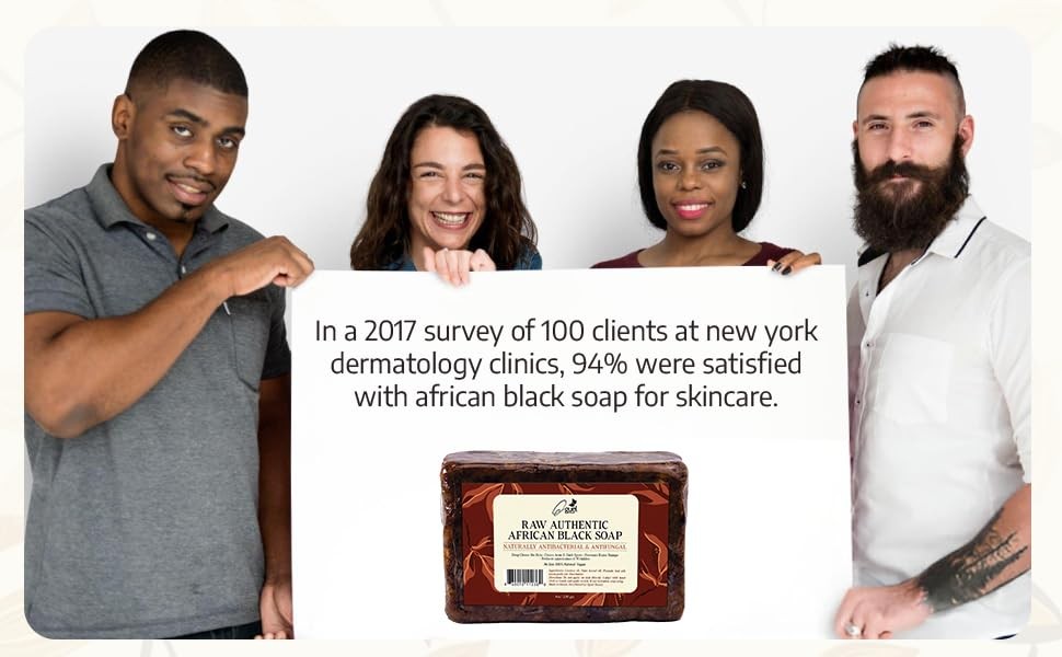 African Black Soap, 8oz, for Face and Body, with Shea Butter, Coconut Oil, Pa…
