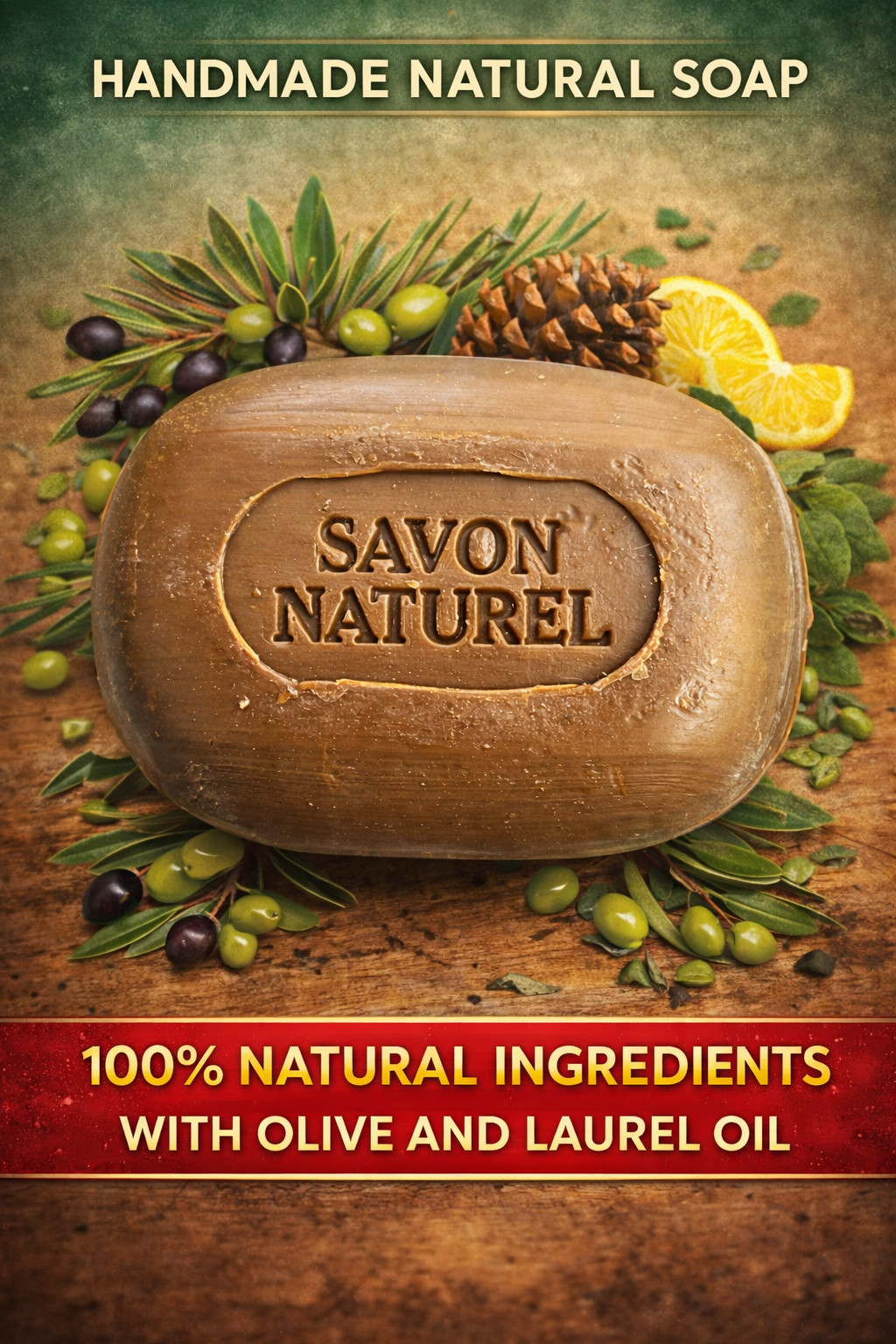Handmade Natural Biodegradable Soap With Olive Oil & Laurel Oil 125g Pack of 6
