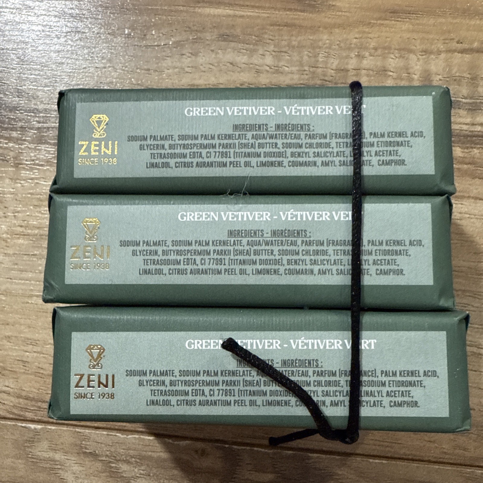 ZENI FINE TRIPLE MILLED SOAP BAR (3 BARS )5.3OZ EACH ITALY- Green Vetiver