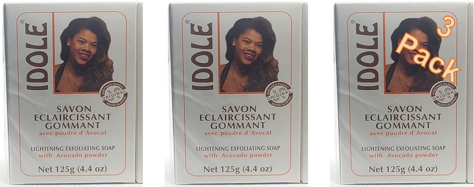 Idole Exfoliating Soap with Avocado Seed Powder, 3-Pack, Net 125G (4.4 Oz)