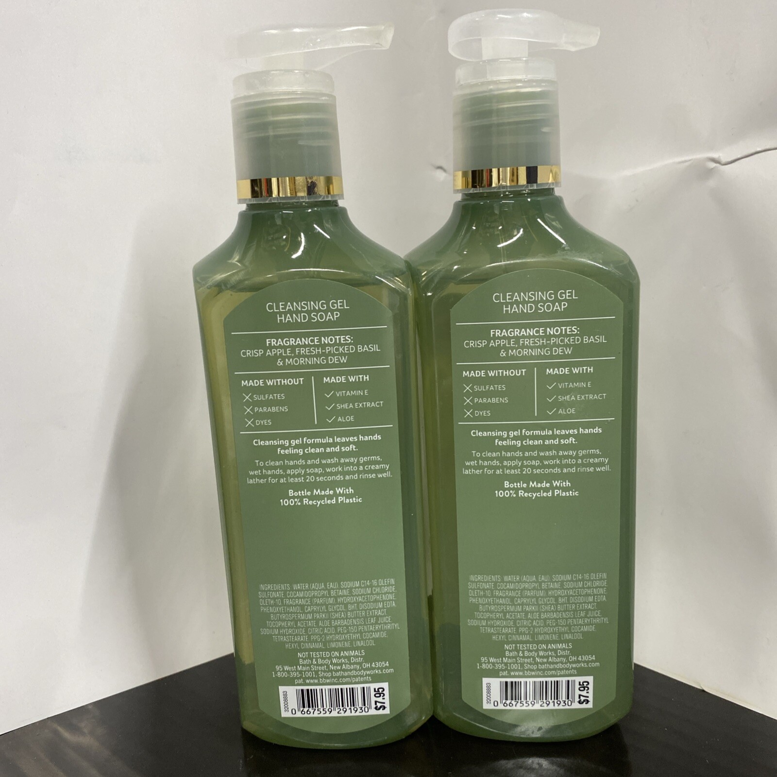 2X Bath & Body Works BASIL LEAF APPLE Cleansing Gel Hand Soap 8.0 Fl Oz