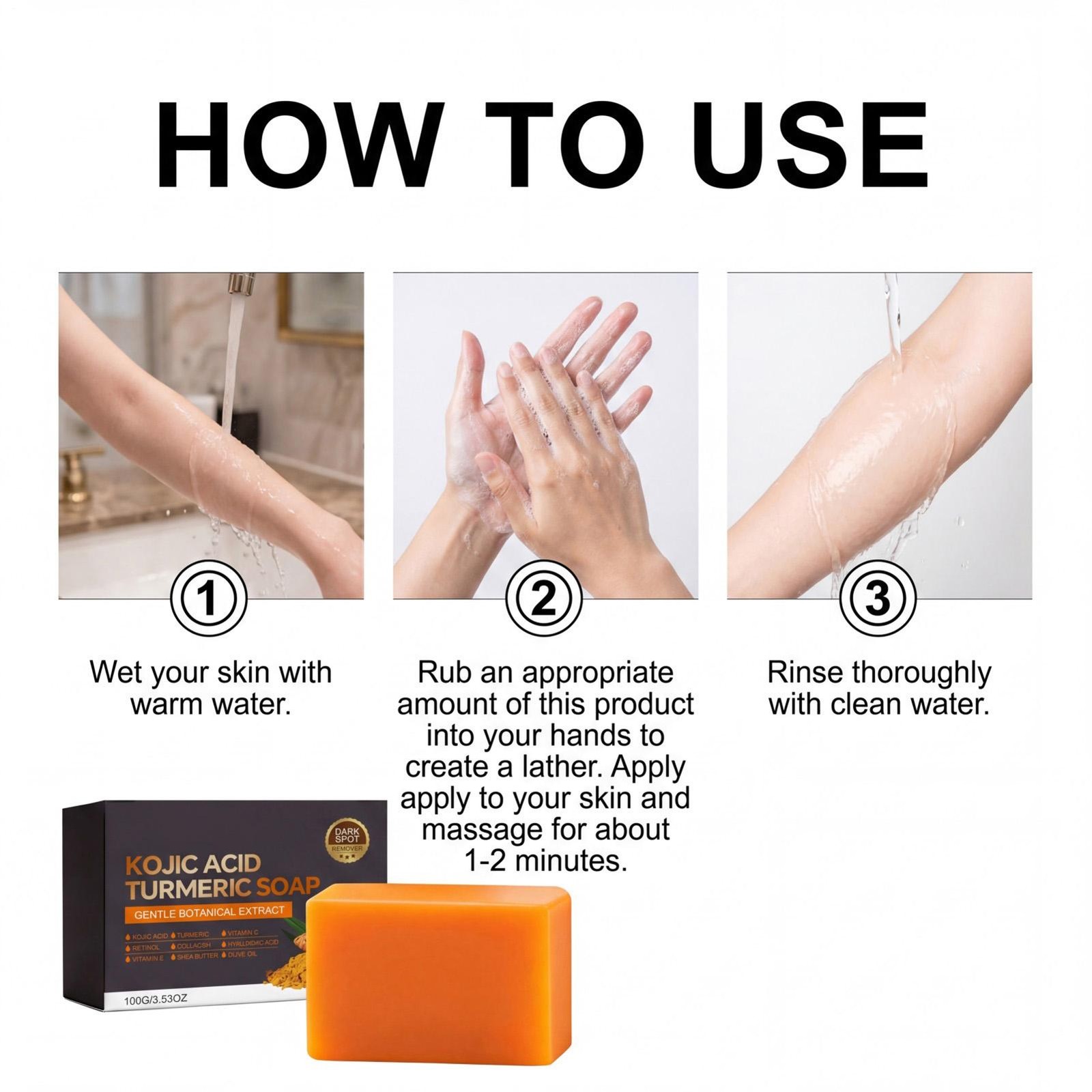 Kojic Acid Turmeric Soap Face And Body Cleanser Soap Gentle Cleansing Refreshing