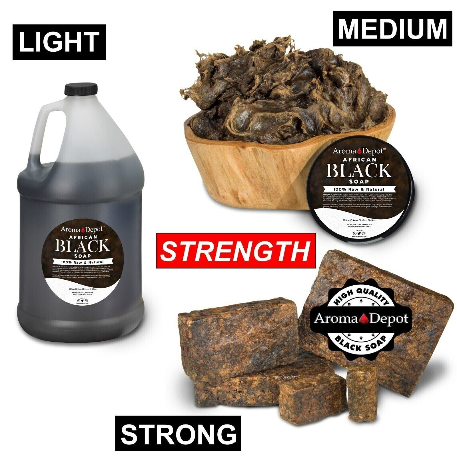 Liquid Black Soap 16 oz. Raw African Soap Natural Wash Face Body Hair Shampoo