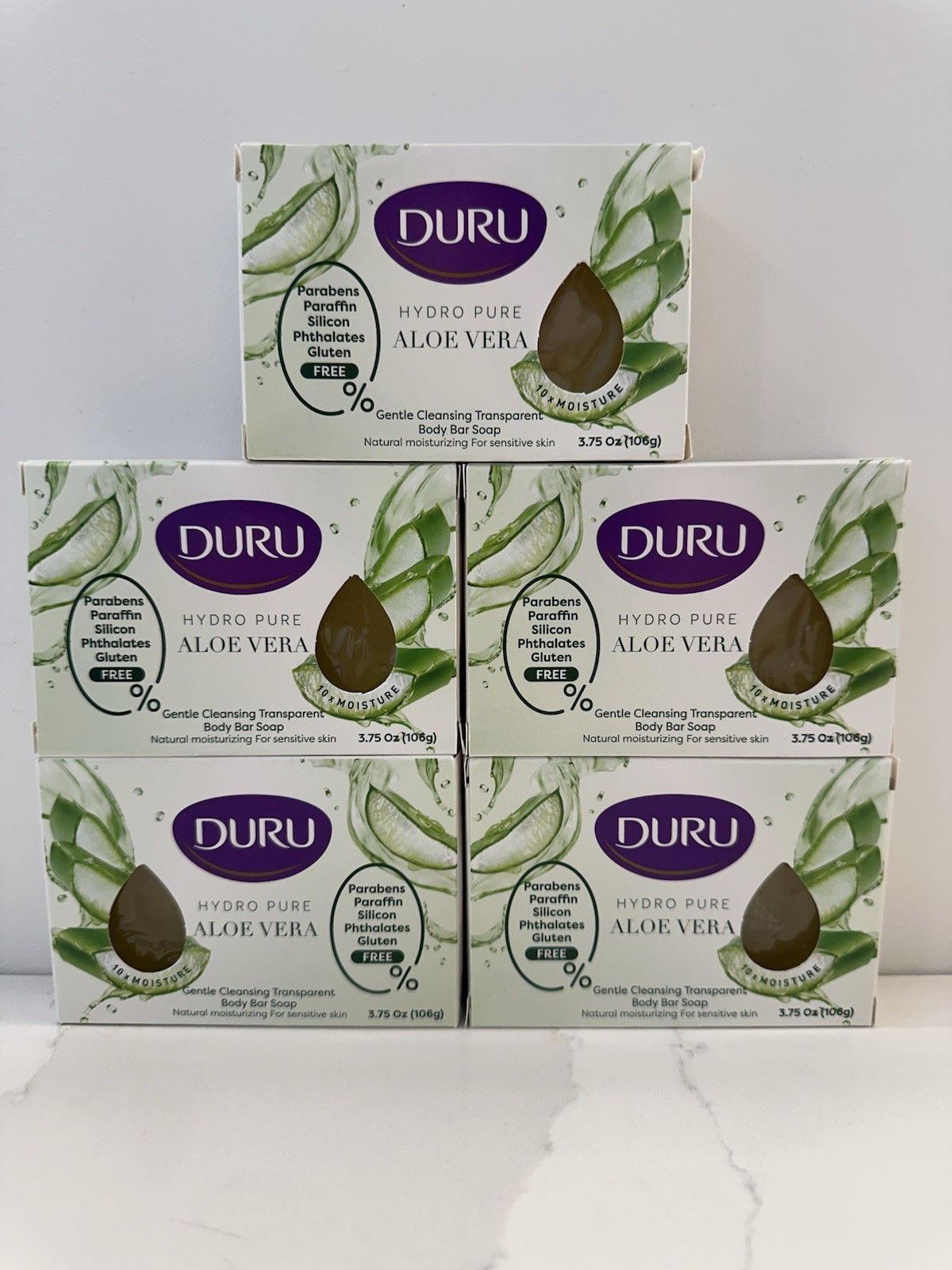5 Pack Duru Hydro Pure Aloe Vera Body Soap 3.75 oz Sensitive Skin