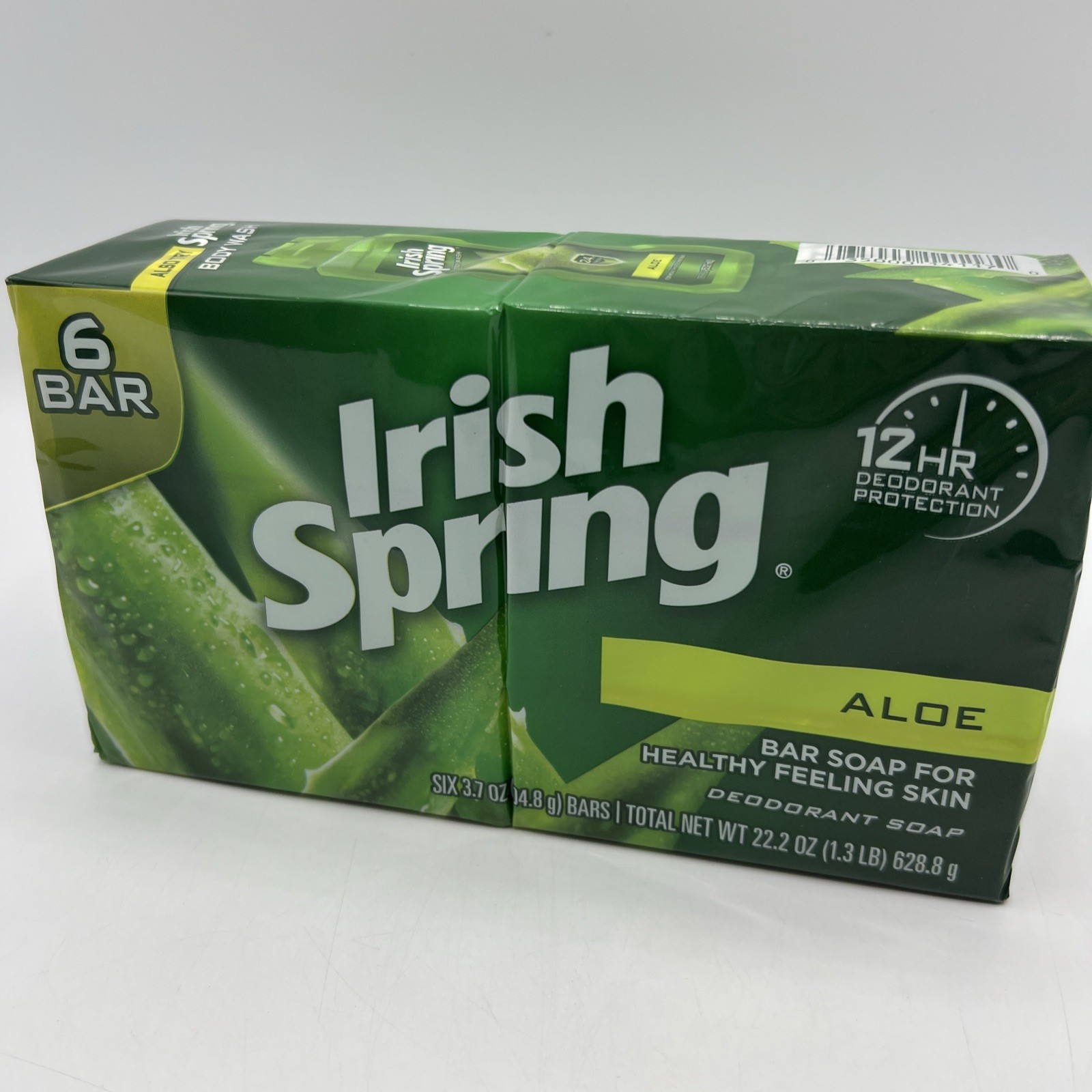 Irish Spring Aloe Bar Soap 6 Pack 3.7 oz Men Deodorant Fresh Clean