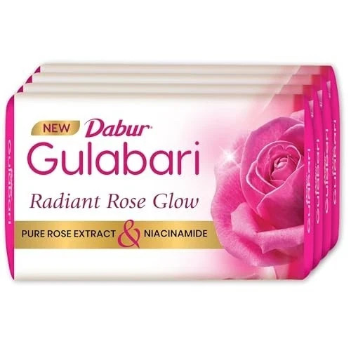Dabur Gulabari Rose Soap 150g x 4 | Moisturizing Glow Soap with Glycerine