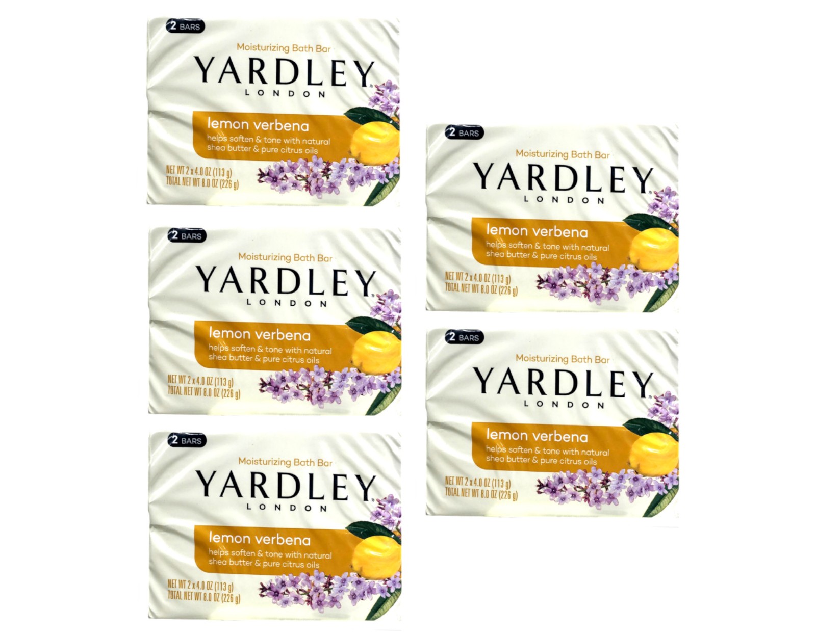 Yardley London Moisturizing Soap Lemon Verbena 2 x 4oz Bars – Pack of 5