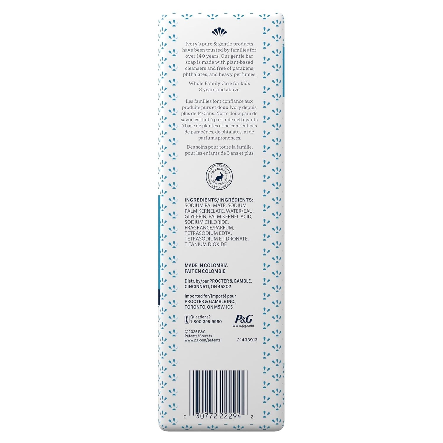 Ivory Gentle Bar Soap Original Scent 4 oz 10 Count 99.44% Pure Plant Based Clean