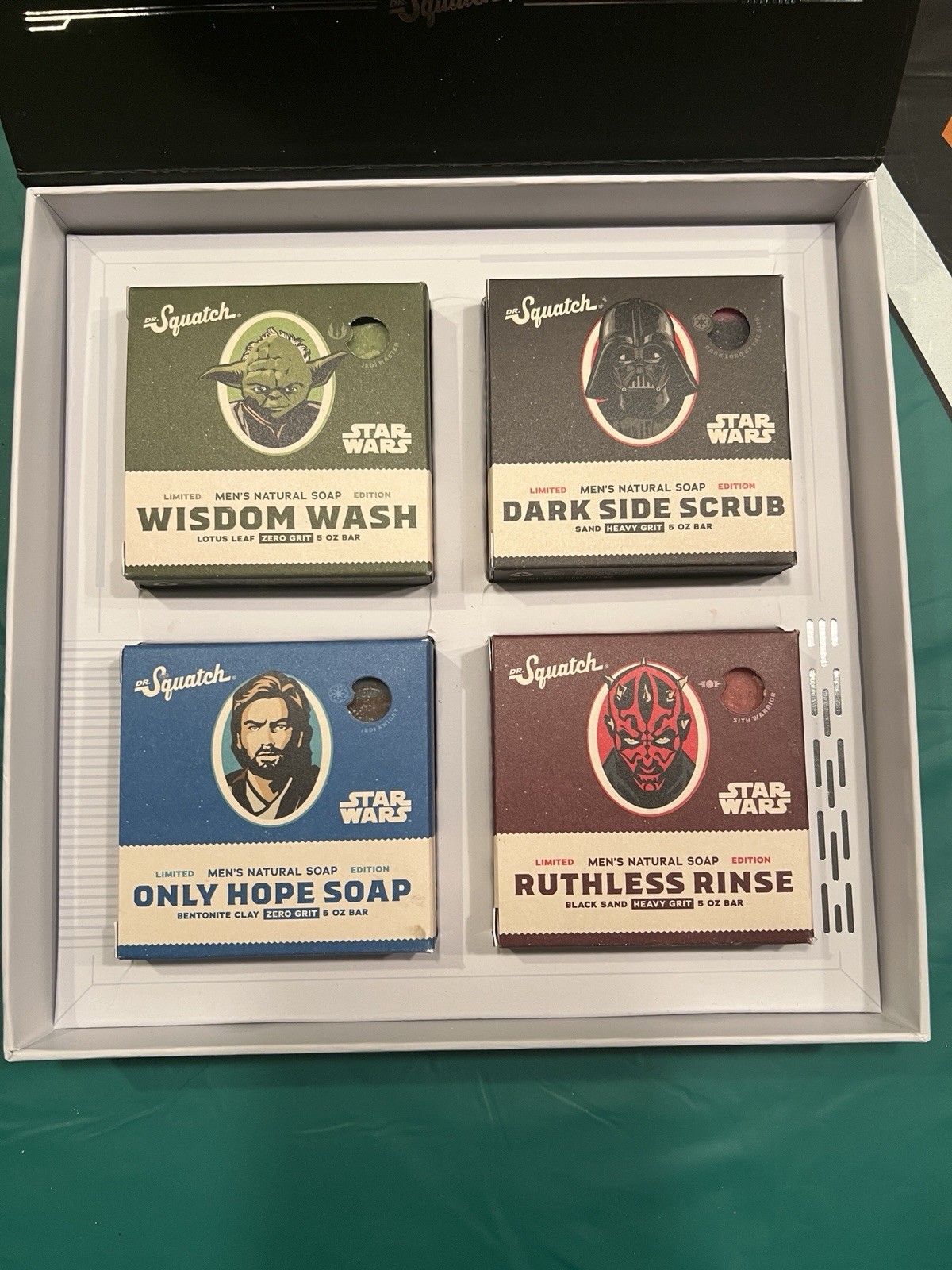 Dr Squatch Star Wars Soap Set 4 Pack Vader Yoda Obi-Wan Maul New