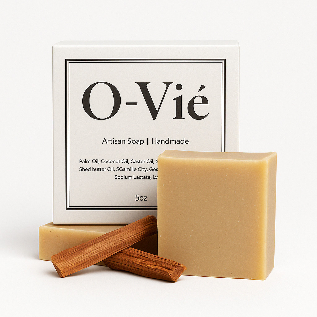 O-Vié Sandalwood 5oz Natural Soap Bar – Handmade, Organic, Eco-Friendly 3-pack
