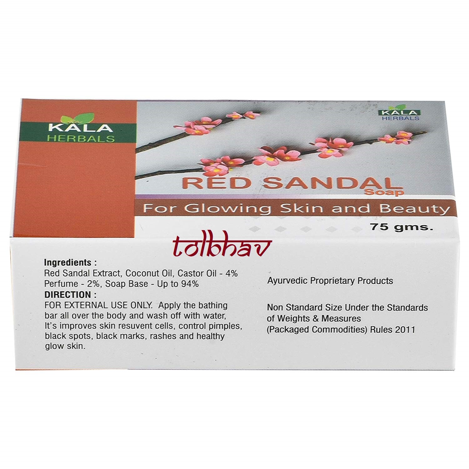 100% Herbal, Ayurvedic, Chemical Free, Red sandal Soap For Glowing Skin