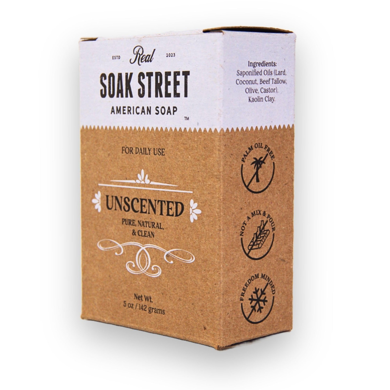 Real Soap, Clean & Unscented (3 Pack) – Long-Lasting, Moisturizing Natural Ba…