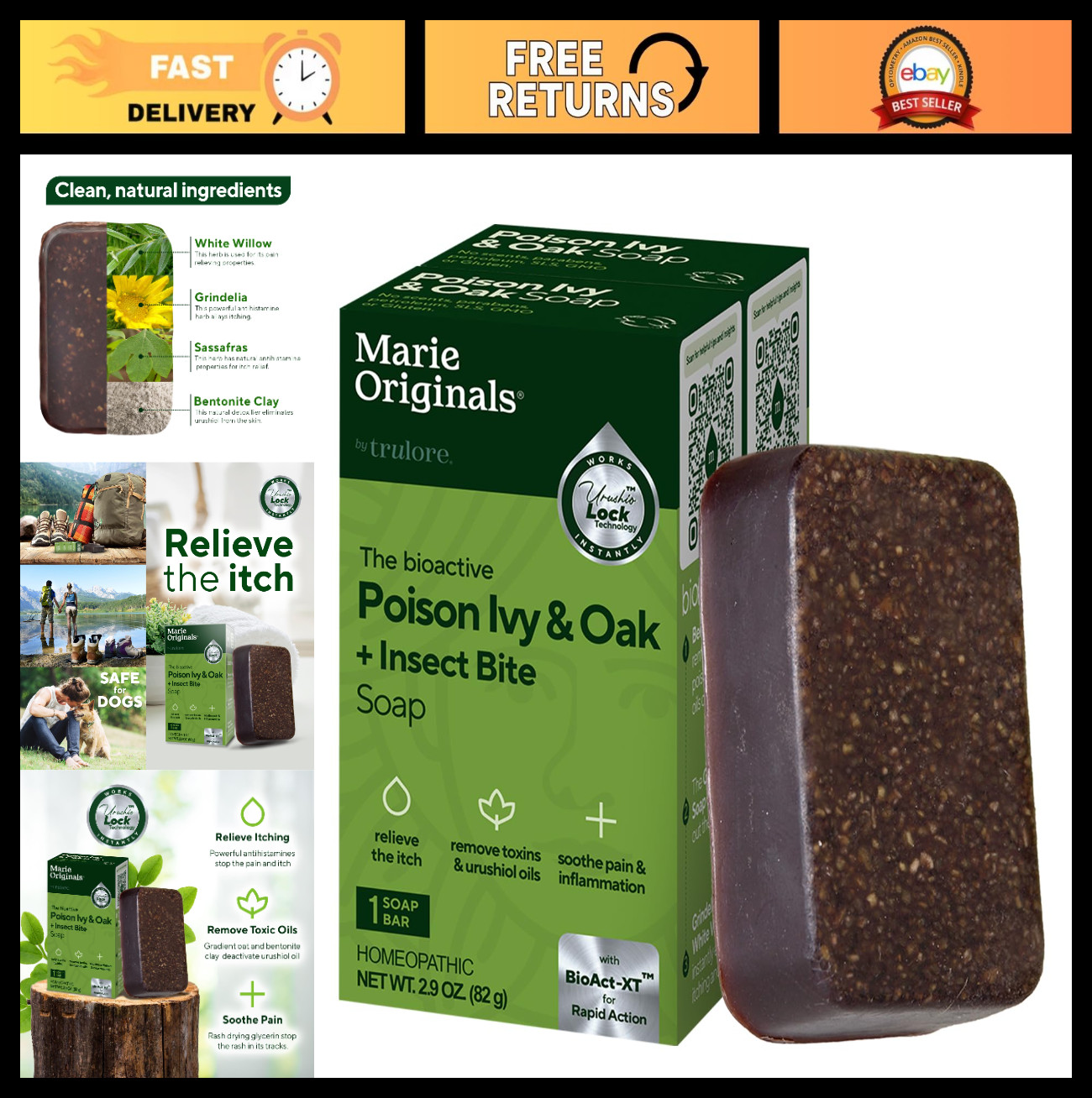 All-Natural Poison Ivy Soap Bar – Anti-Itch Cleanser for Rashes (2 Pack)