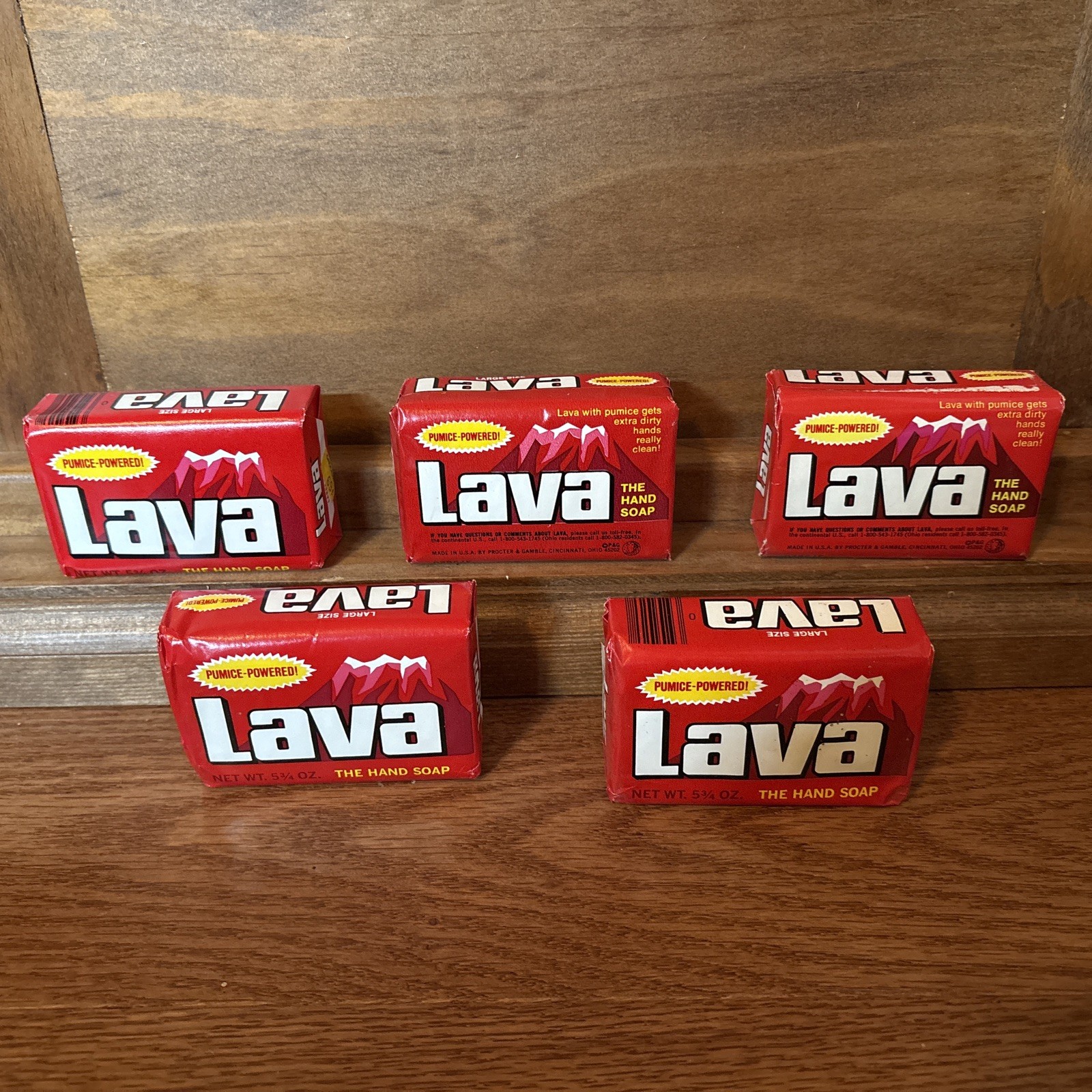 5 ~ LAVA Bar Green Soap 5.75 Oz Heavy Duty with Pumice Hand Cleaner Grease Dirt