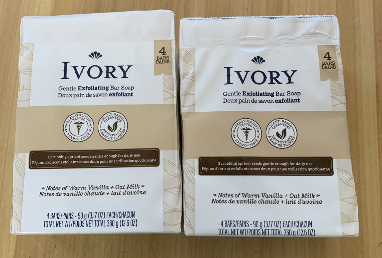 Lot Of 2 (8 Bars Total) Ivory Gentle Exfoliating Bar Soap, Warm Vanilla Oat Milk